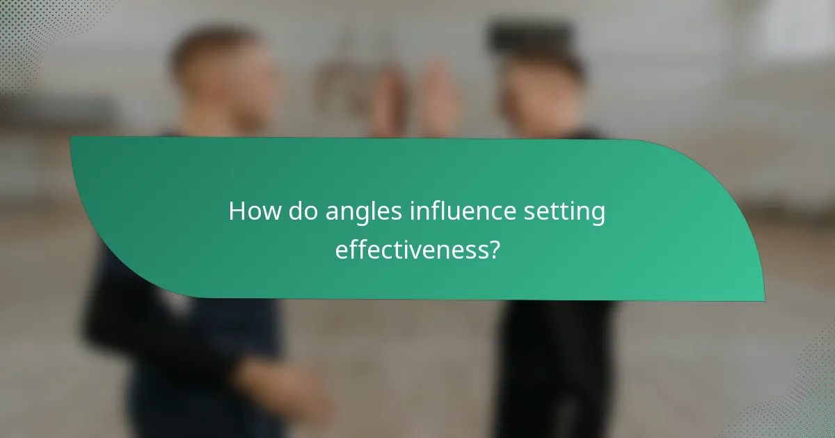 How do angles influence setting effectiveness?