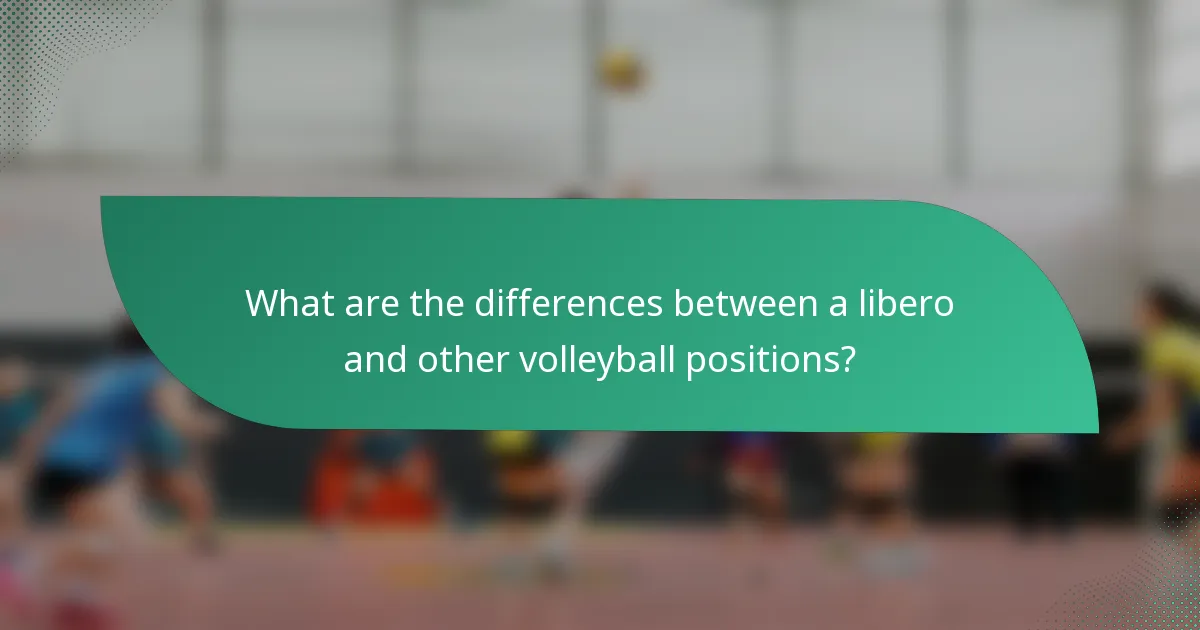 What are the differences between a libero and other volleyball positions?